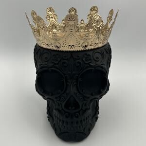 Bath & Body Works Skull King Gold Crown 3-Wick Candle Holder Halloween 2023